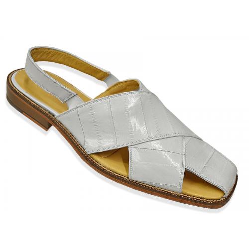 Belvedere "Monza" White Genuine Eel Sandals